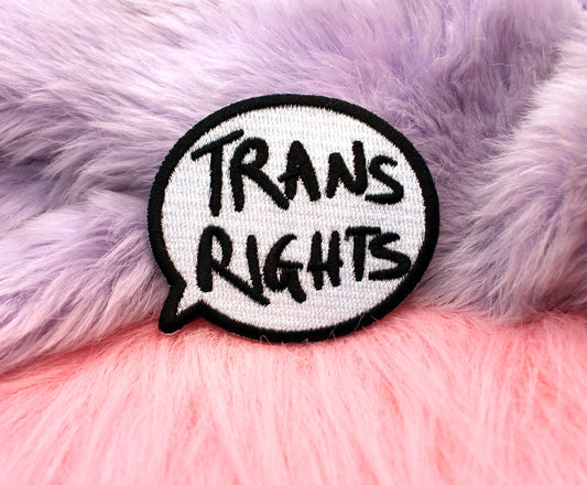 Trans Rights Speech Bubble Iron-On Patch (60mm)