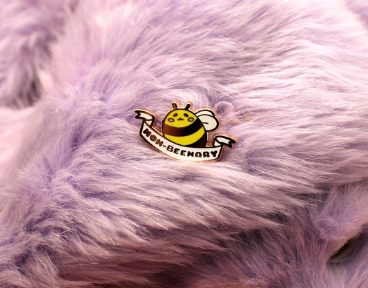 Non-Beenary Enamel Pin (A Grade, Hard, Rose Gold) - Non-Binary Animal Puns