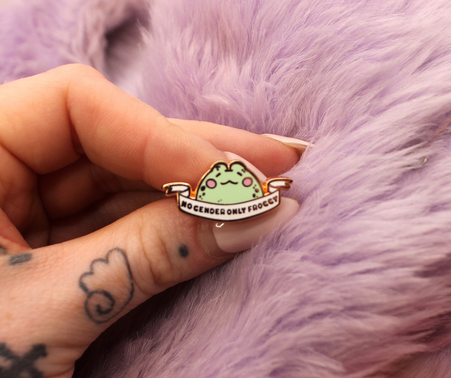 No Gender Only Froggy Enamel Pin (A Grade, Hard, Rose Gold) - Non-Binary Animal Puns