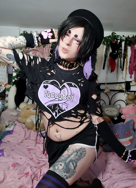 Succuboi Black Full Outfit/T-shirt (Sizes: S-XXL) | Back & Front Printed