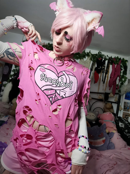 Succuboi Pink Black Outfit/T-shirt (Sizes: S-XXL) | Back & Front Print