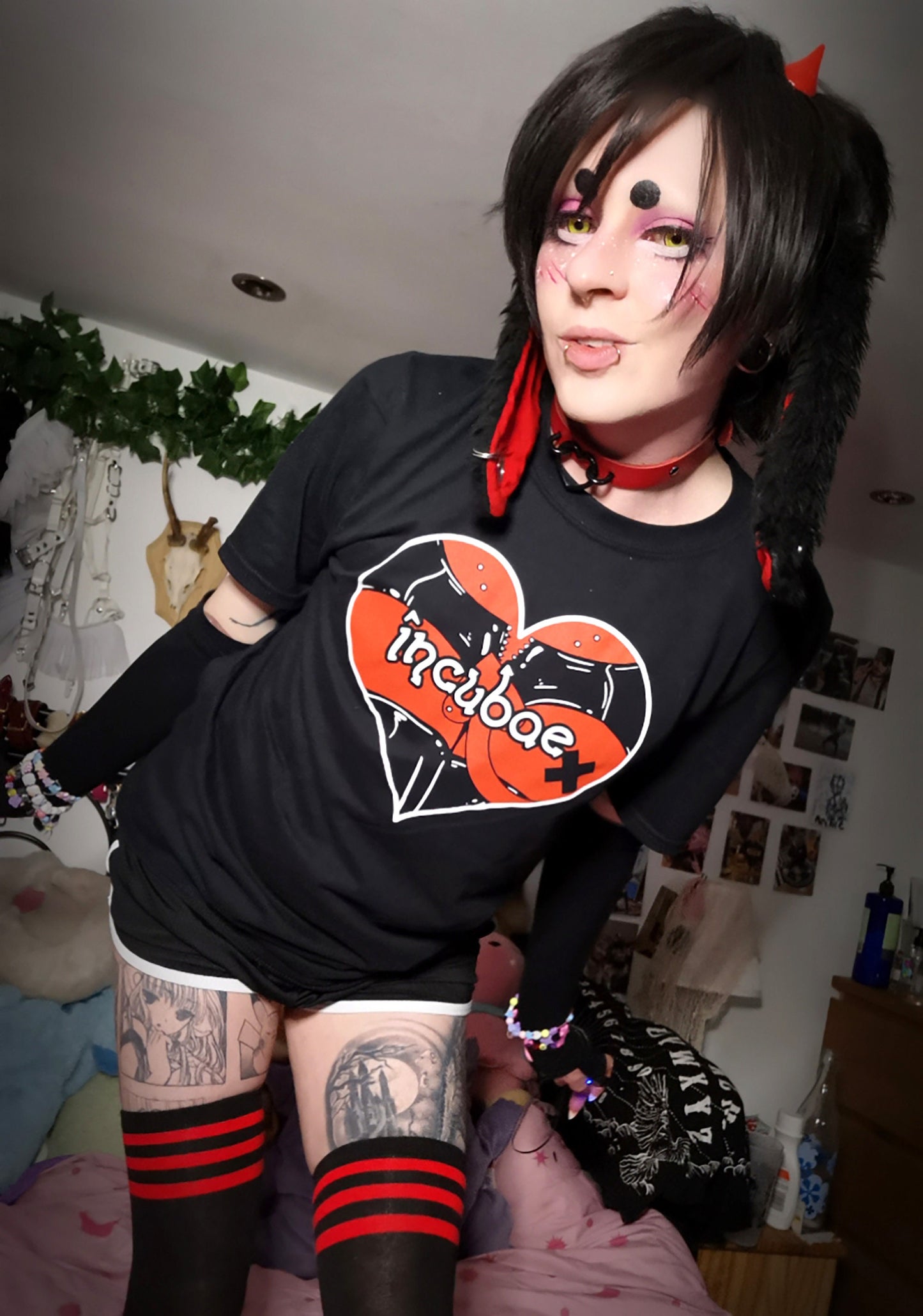 Incubae Black Red Outfit/T-shirt (Sizes: S-XXL) | Back & Front Print