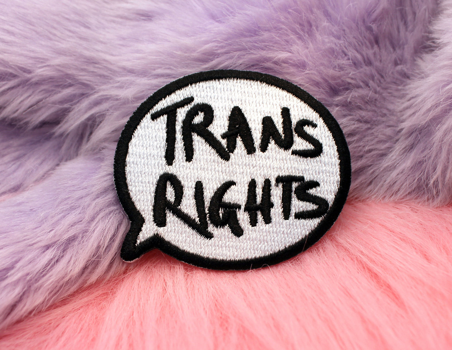 Trans Rights Speech Bubble Iron-On Patch (60mm)