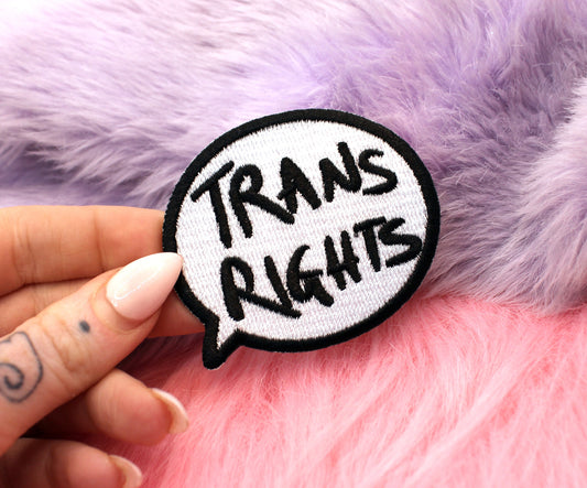 Trans Rights Speech Bubble Iron-On Patch (60mm)