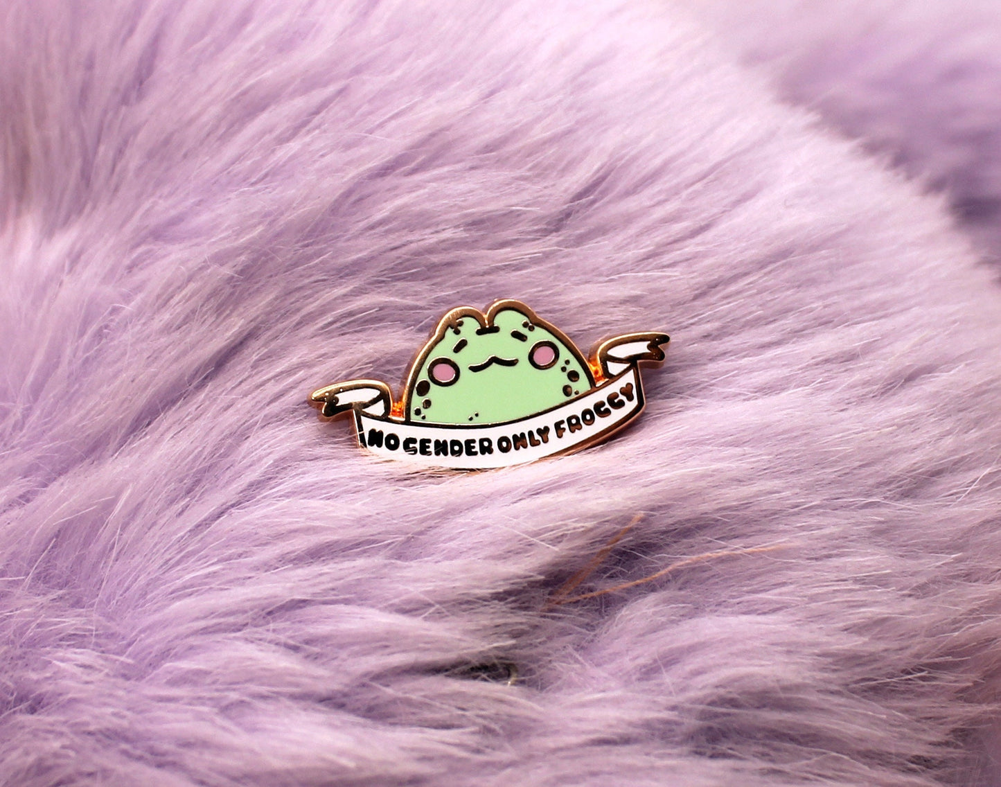 No Gender Only Froggy Enamel Pin (A Grade, Hard, Rose Gold) - Non-Binary Animal Puns