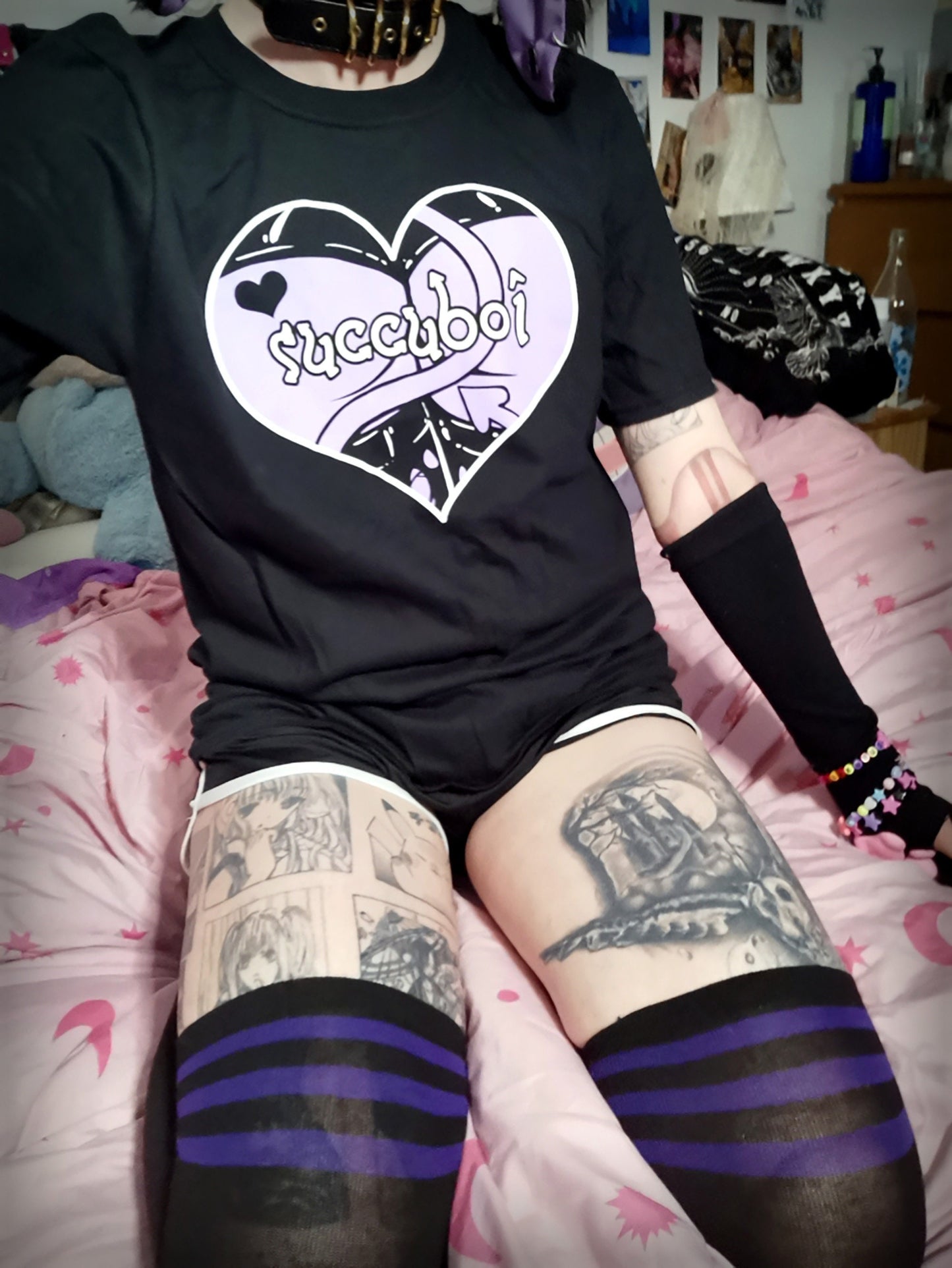 Succuboi Black Full Outfit/T-shirt (Sizes: S-XXL) | Back & Front Printed