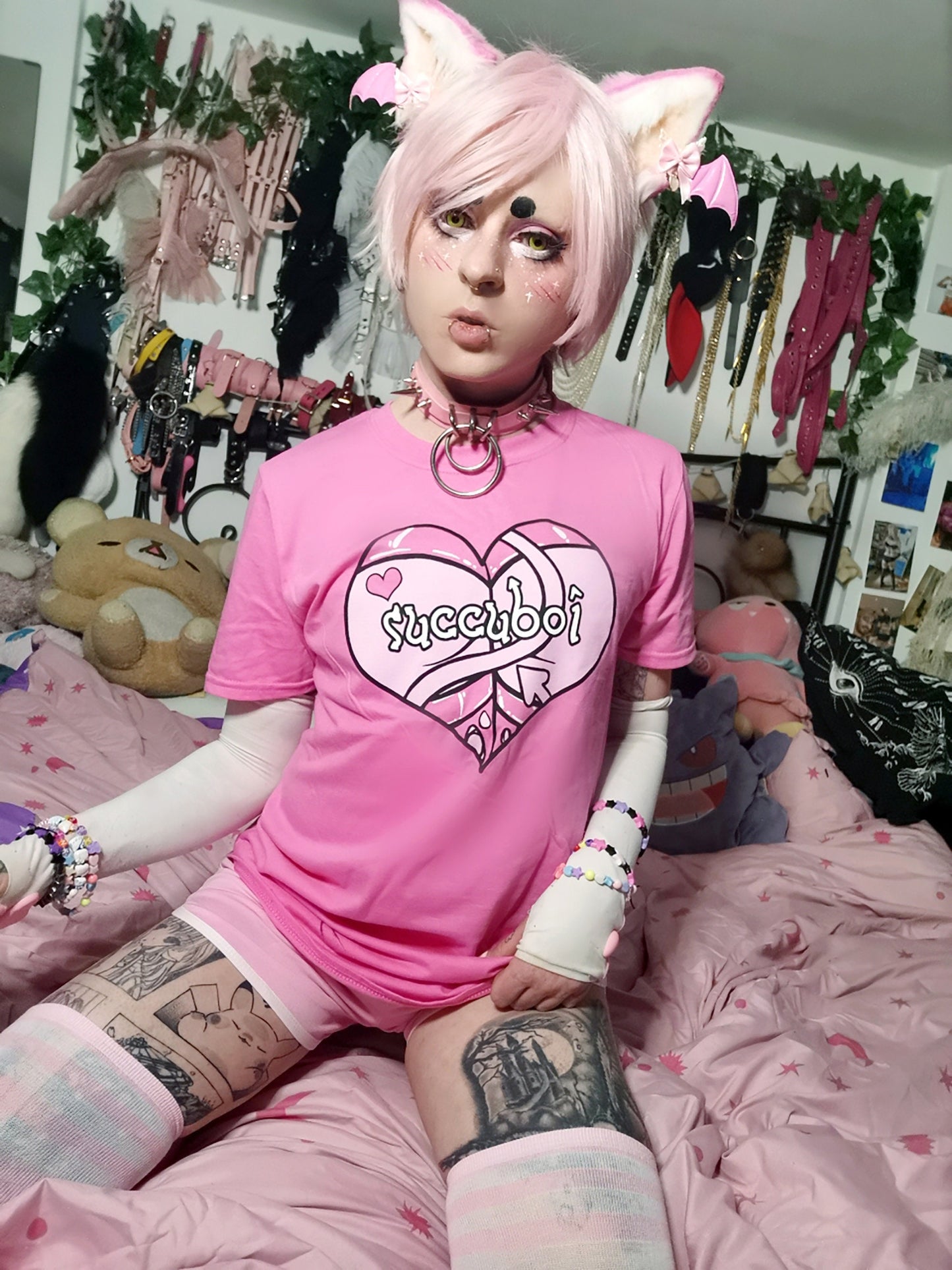 Succuboi Pink Black Outfit/T-shirt (Sizes: S-XXL) | Back & Front Print