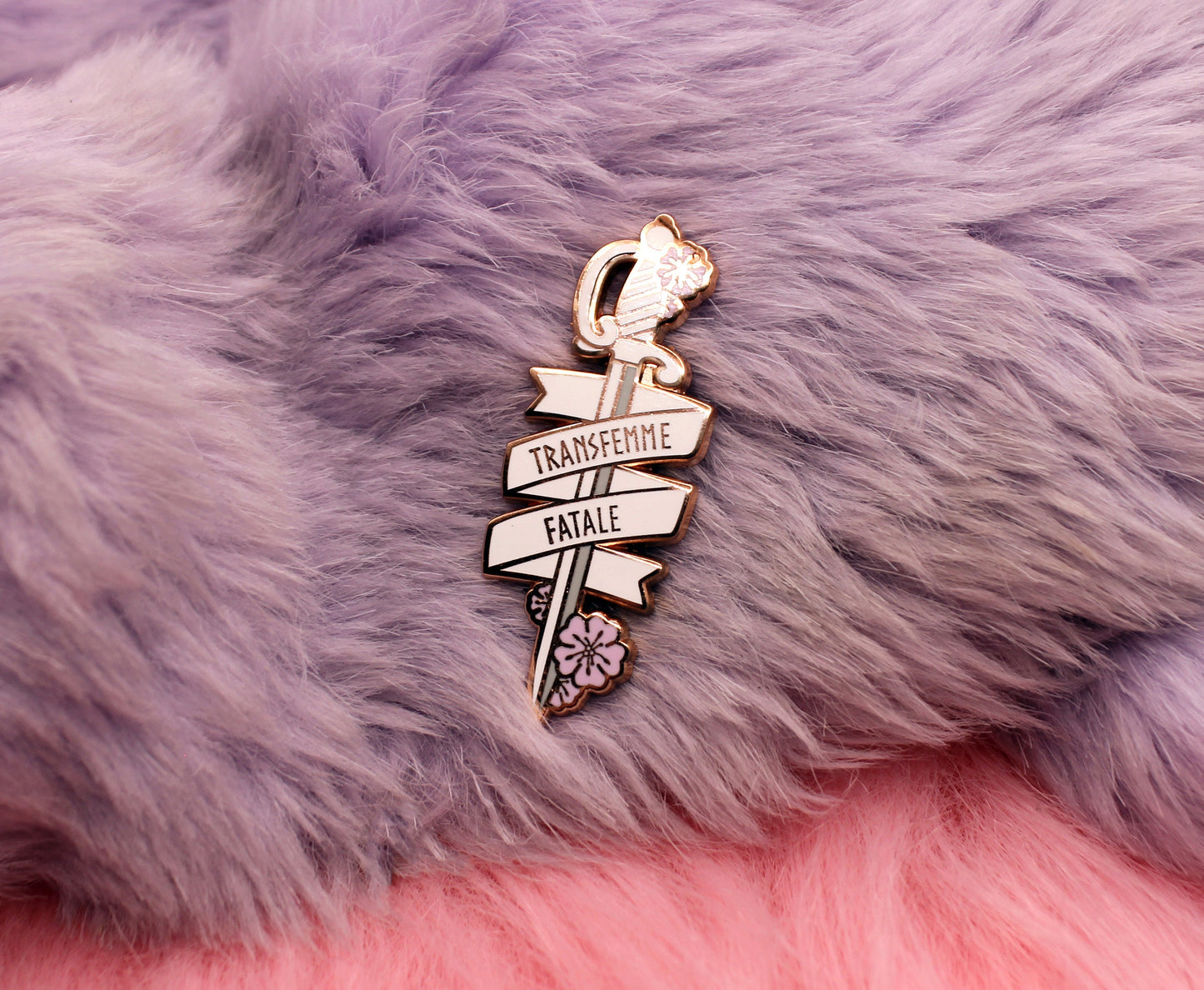 Transfemme Fatale Sword Enamel Pin (A Grade, Hard, Rose Gold)