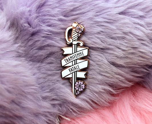 Transfemme Fatale Sword Enamel Pin (A Grade, Hard, Rose Gold)