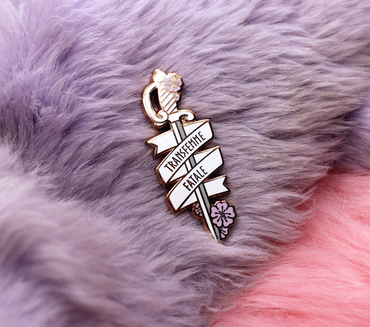 Transfemme Fatale Sword Enamel Pin (A Grade, Hard, Rose Gold)