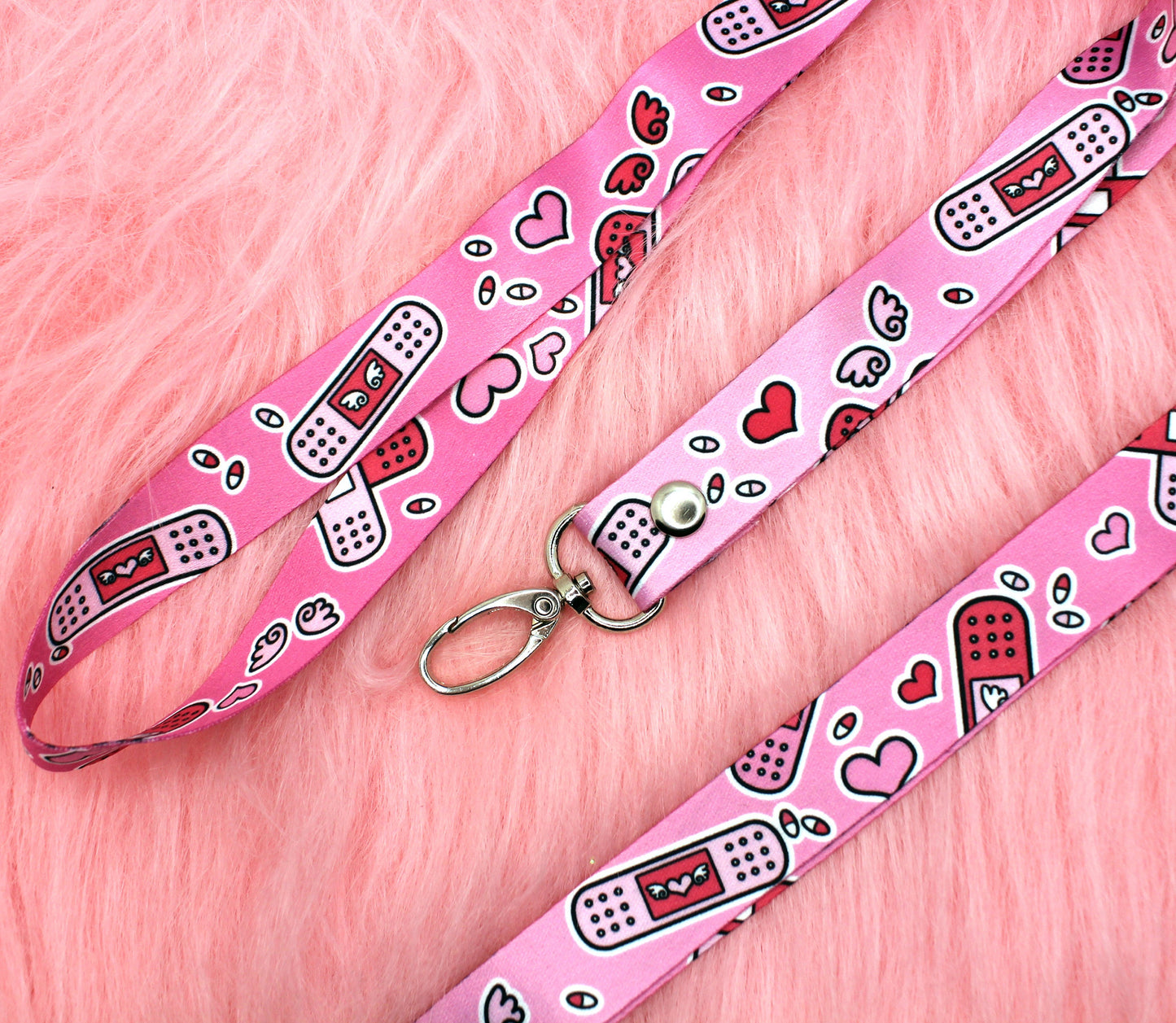 Pink Pastel Menhera 90cm Lanyard - Yamikawaii Plasters