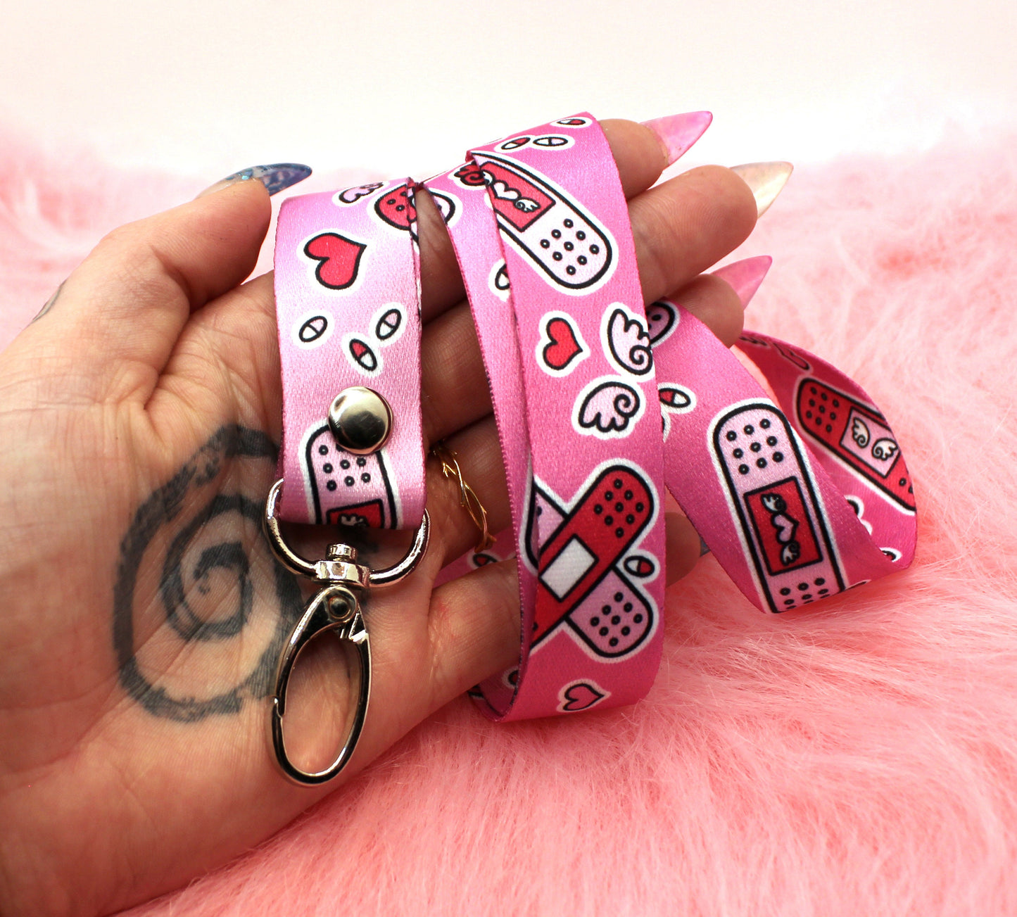 Pink Pastel Menhera 90cm Lanyard - Yamikawaii Plasters