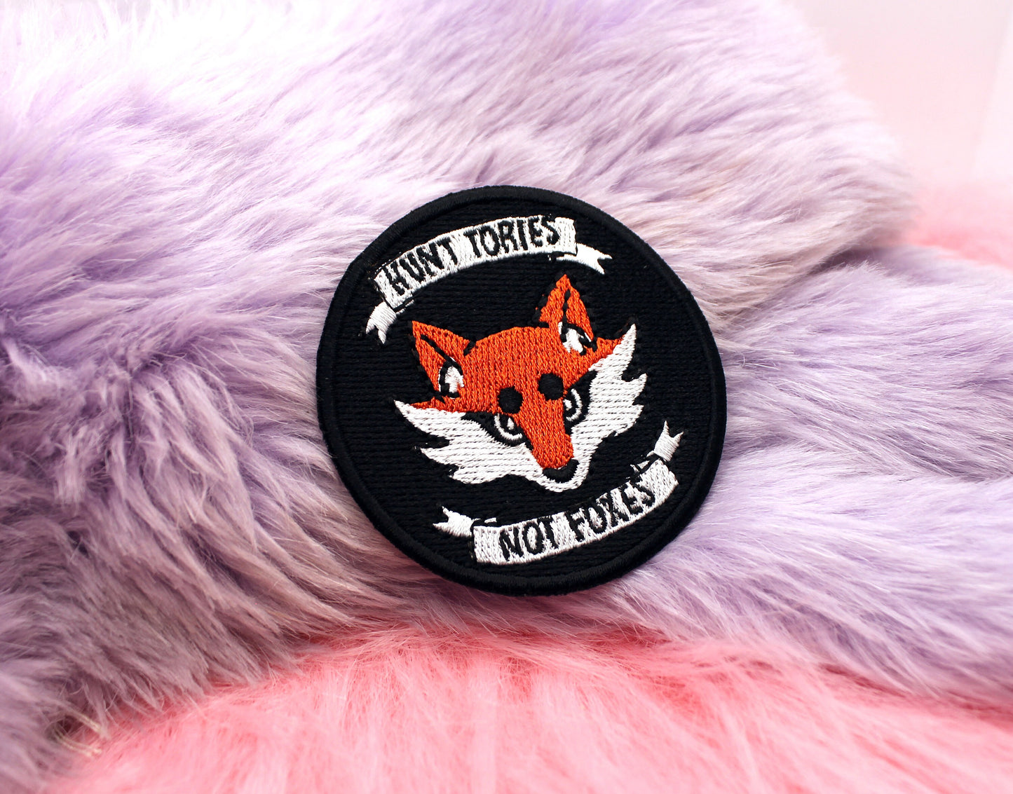 Hunt Tories Iron-On Patch (60mm) - Not Foxes embroidered patch