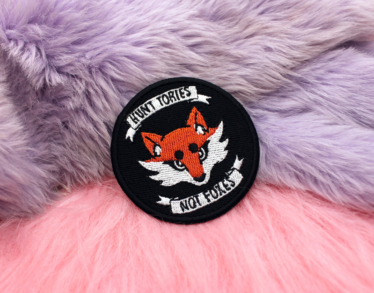 Hunt Tories Iron-On Patch (60mm) - Not Foxes embroidered patch