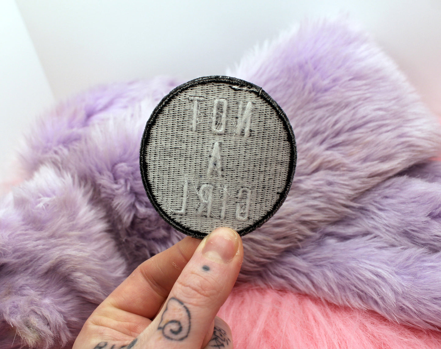 Not A Girl Circluar Iron-On Patch (60mm)