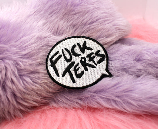 Fuck TERFs Speech Bubble Iron-On Patch (60mm)