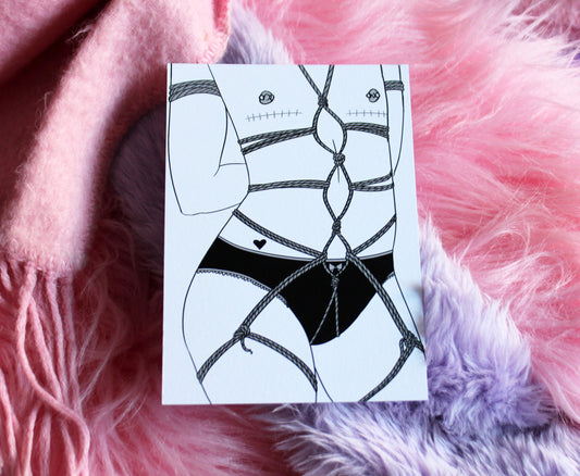 Non-Binaries in Knots Shibari Torso A6 Print