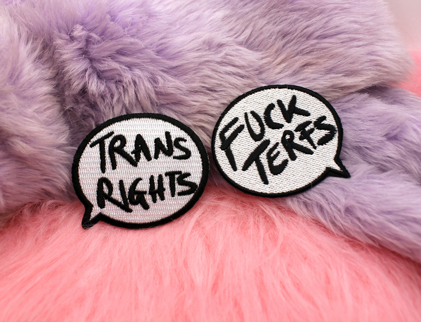 Fuck TERFs Speech Bubble Iron-On Patch (60mm)