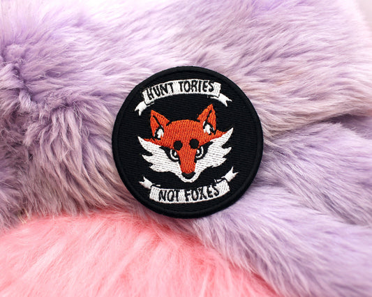Hunt Tories Iron-On Patch (60mm) - Not Foxes embroidered patch