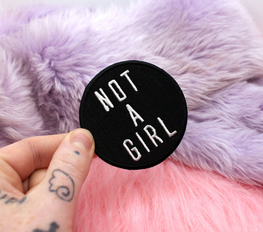 Not A Girl Circluar Iron-On Patch (60mm)