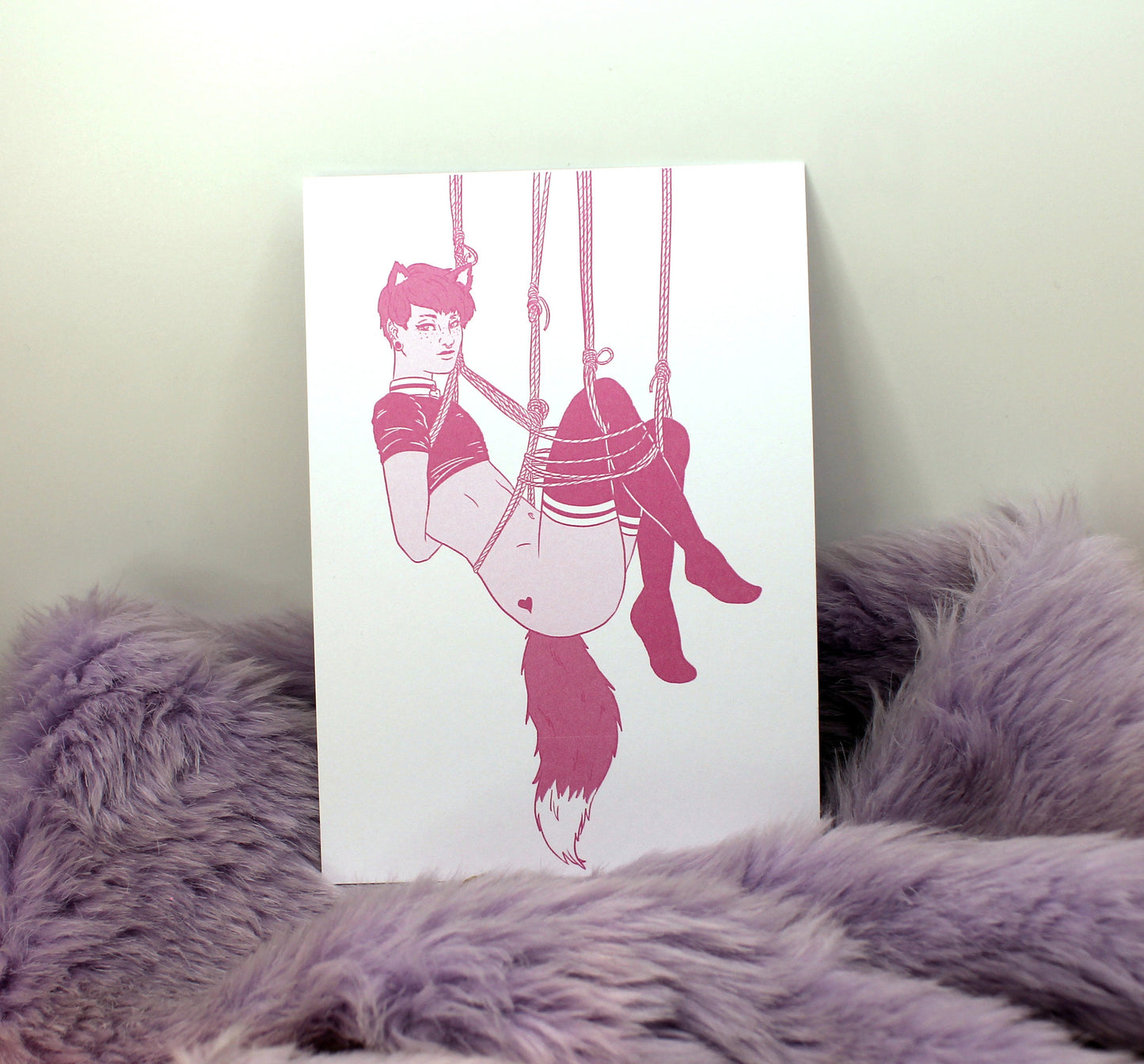 Pastel Pink Non-Binaries in Knots Shibari Fox A6 Print