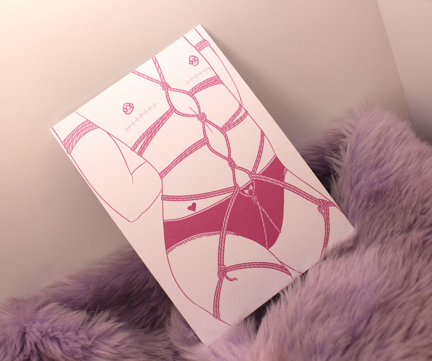 Pastel Pink Non-Binaries in Knots Torso Shibari A6 Print
