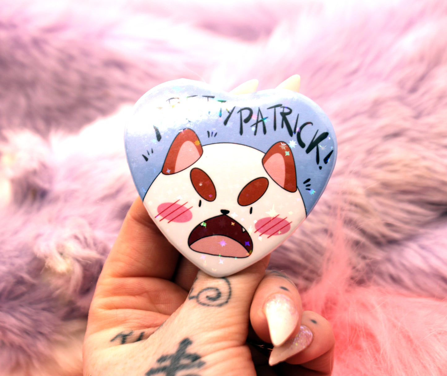 Pretty Patrick PuppyCat Heart Badge (55mm)