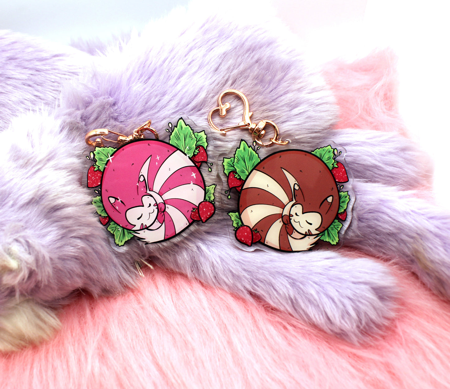 Sleeping Strawberry Patch Furret Pokemon Acrylic Charm