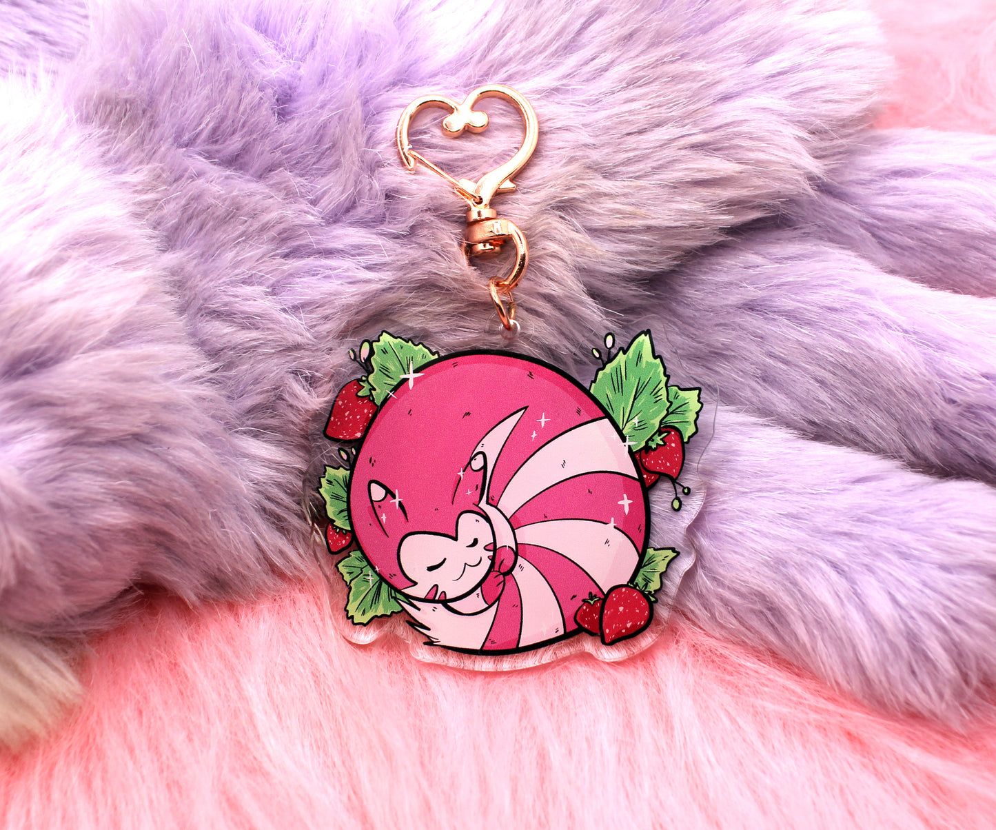Sleeping Strawberry Patch Furret Pokemon Acrylic Charm