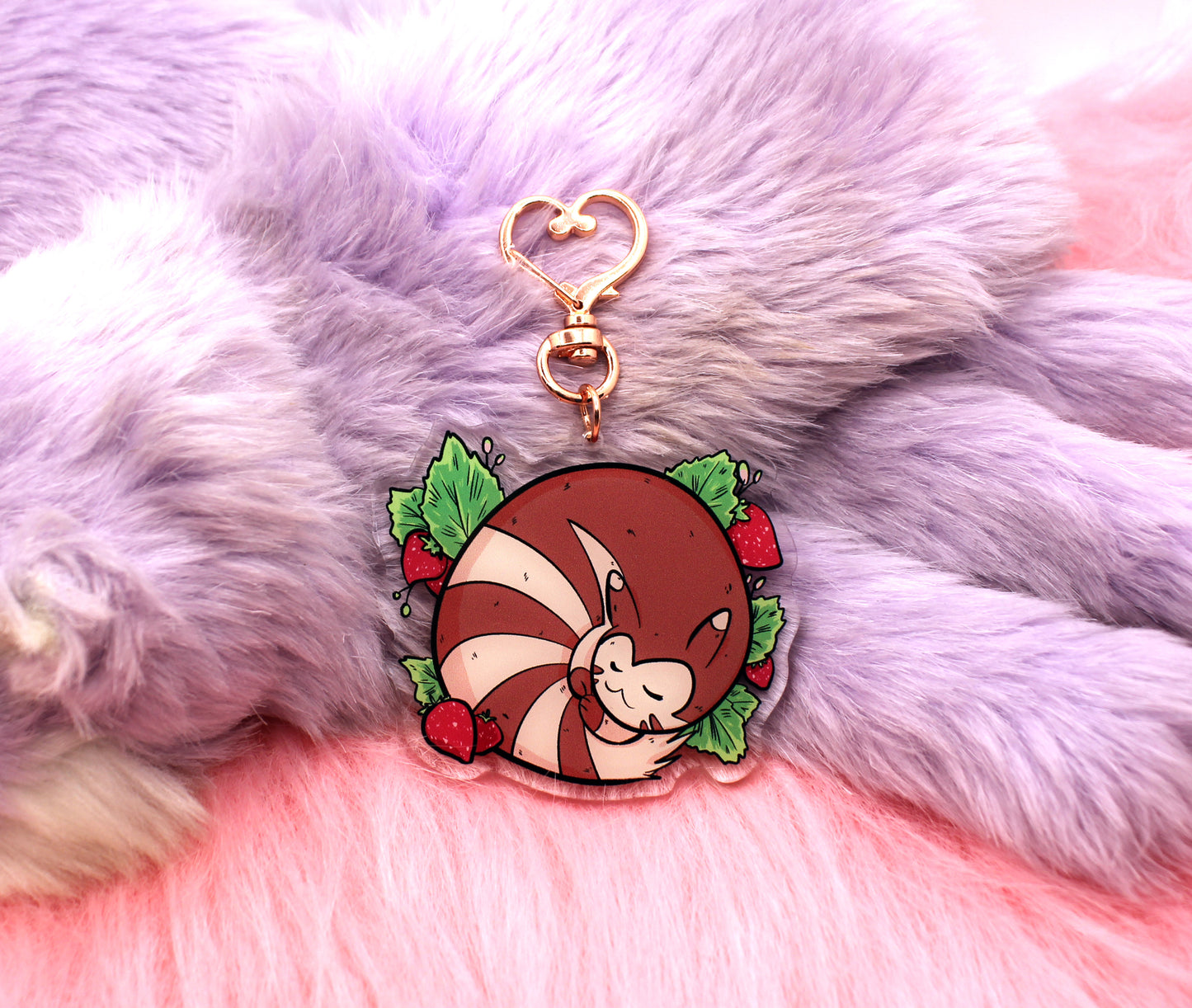Sleeping Strawberry Patch Furret Pokemon Acrylic Charm
