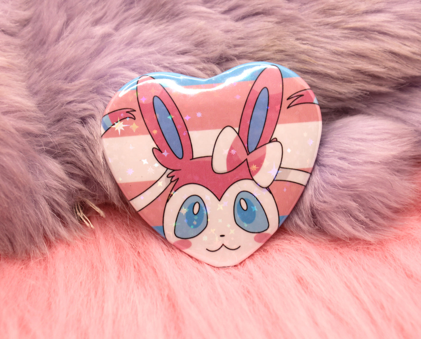 Sylveon Trans Heart Badge (55mm)