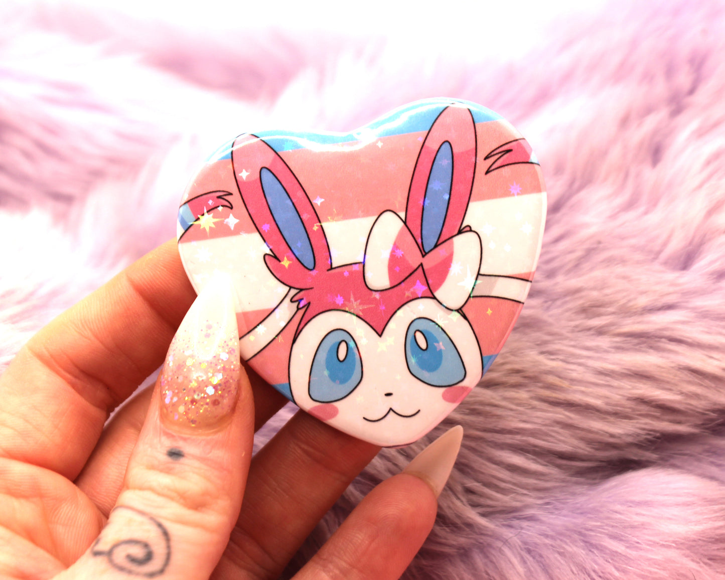 Sylveon Trans Heart Badge (55mm)