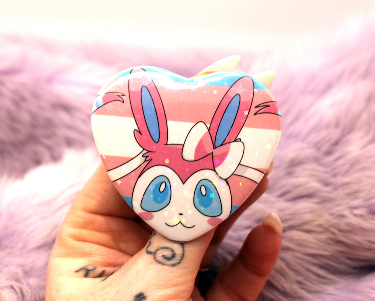 Sylveon Trans Heart Badge (55mm)