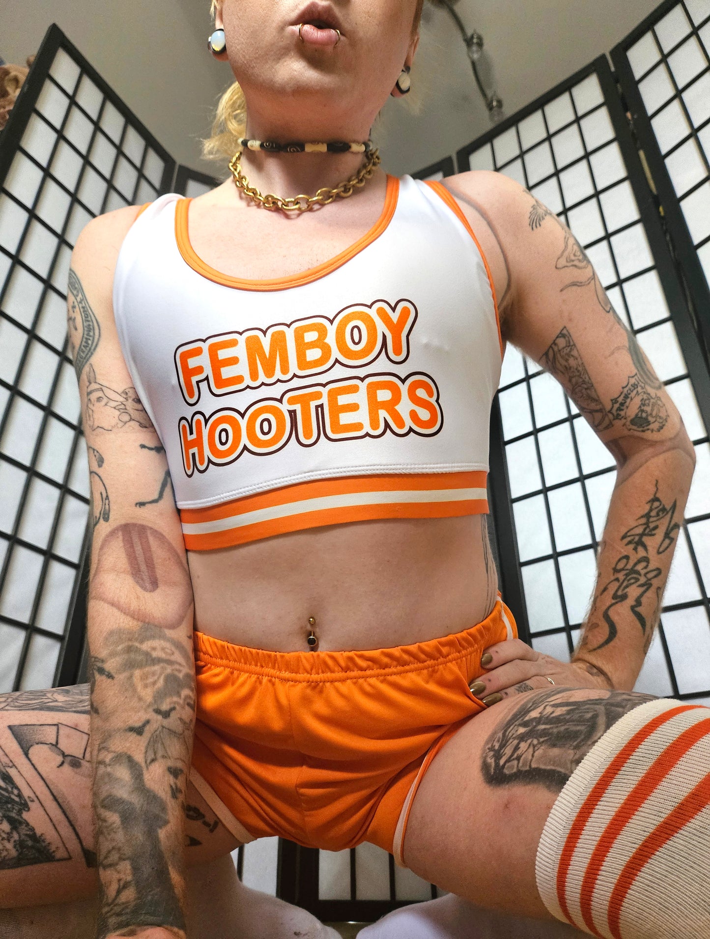 Femboy Hooters Cosplay & Sports Bra Style Crop Top