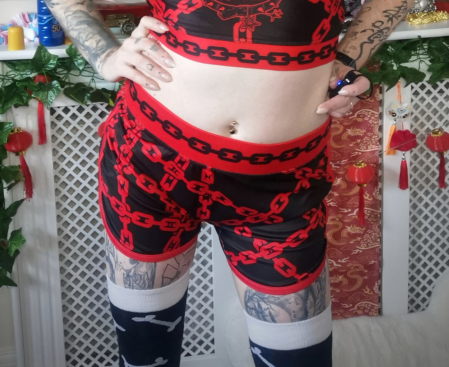 Red Chain Gym Shorts (Sizes S-4XL)