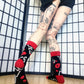 Narinder Cult of the Lamb Red and Black Crew Socks (Adult Size 3-12 UK)