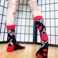 Narinder Cult of the Lamb Red and Black Crew Socks (Adult Size 3-12 UK)