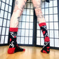Narinder Cult of the Lamb Red and Black Crew Socks (Adult Size 3-12 UK)