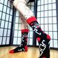 Narinder Cult of the Lamb Red and Black Crew Socks (Adult Size 3-12 UK)