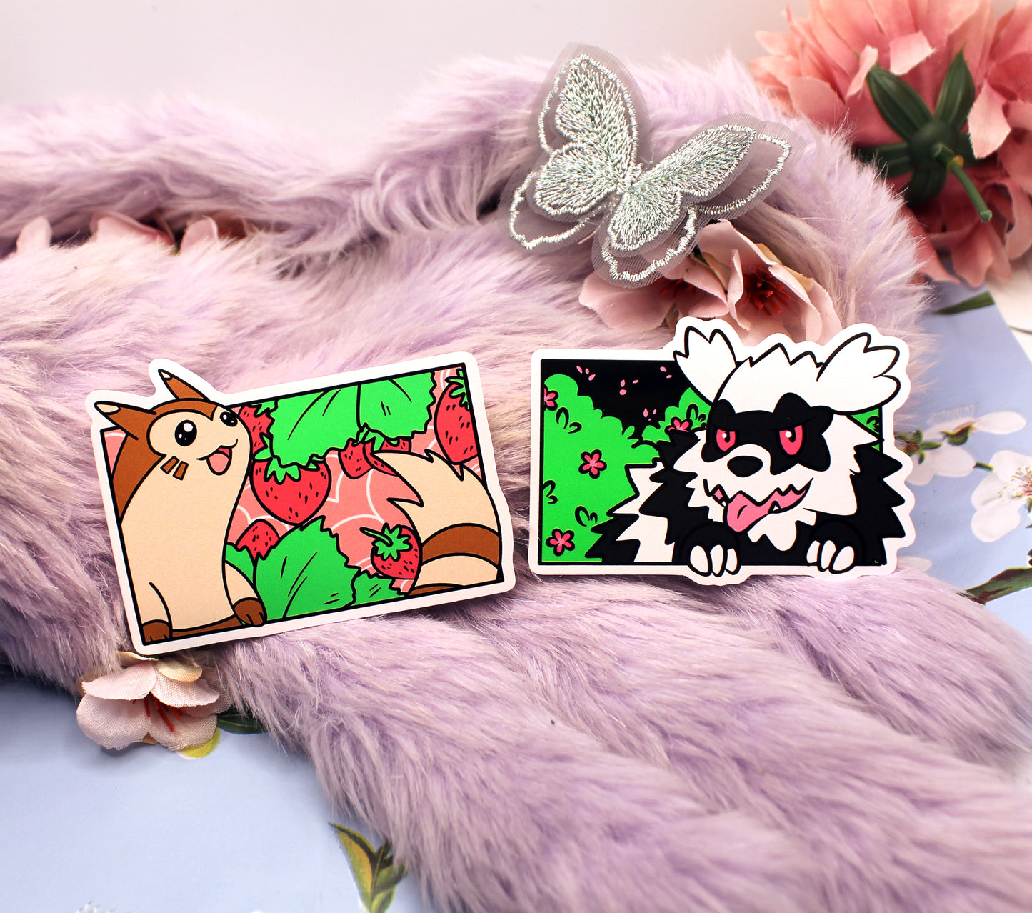 Furret Strawberry Bush Pokemon Sticker (7cm)