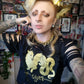 Gold Wyrm on Black T-shirt (Sizes: S-4XL)