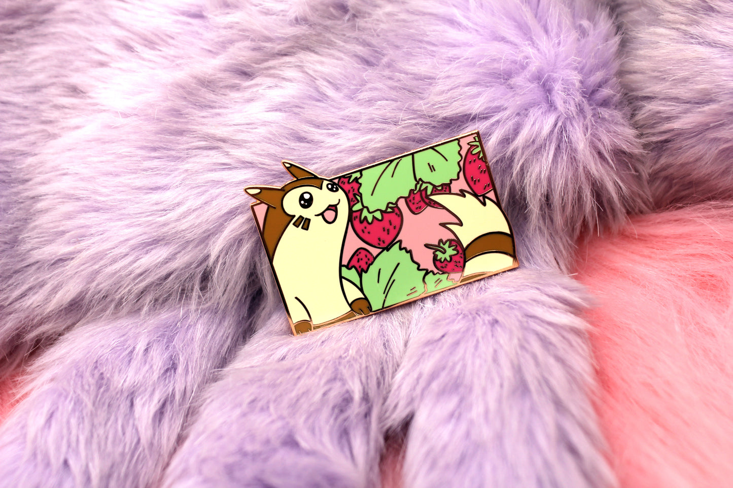 Furret Enamel Pin (A Grade, Hard, Rose Gold)