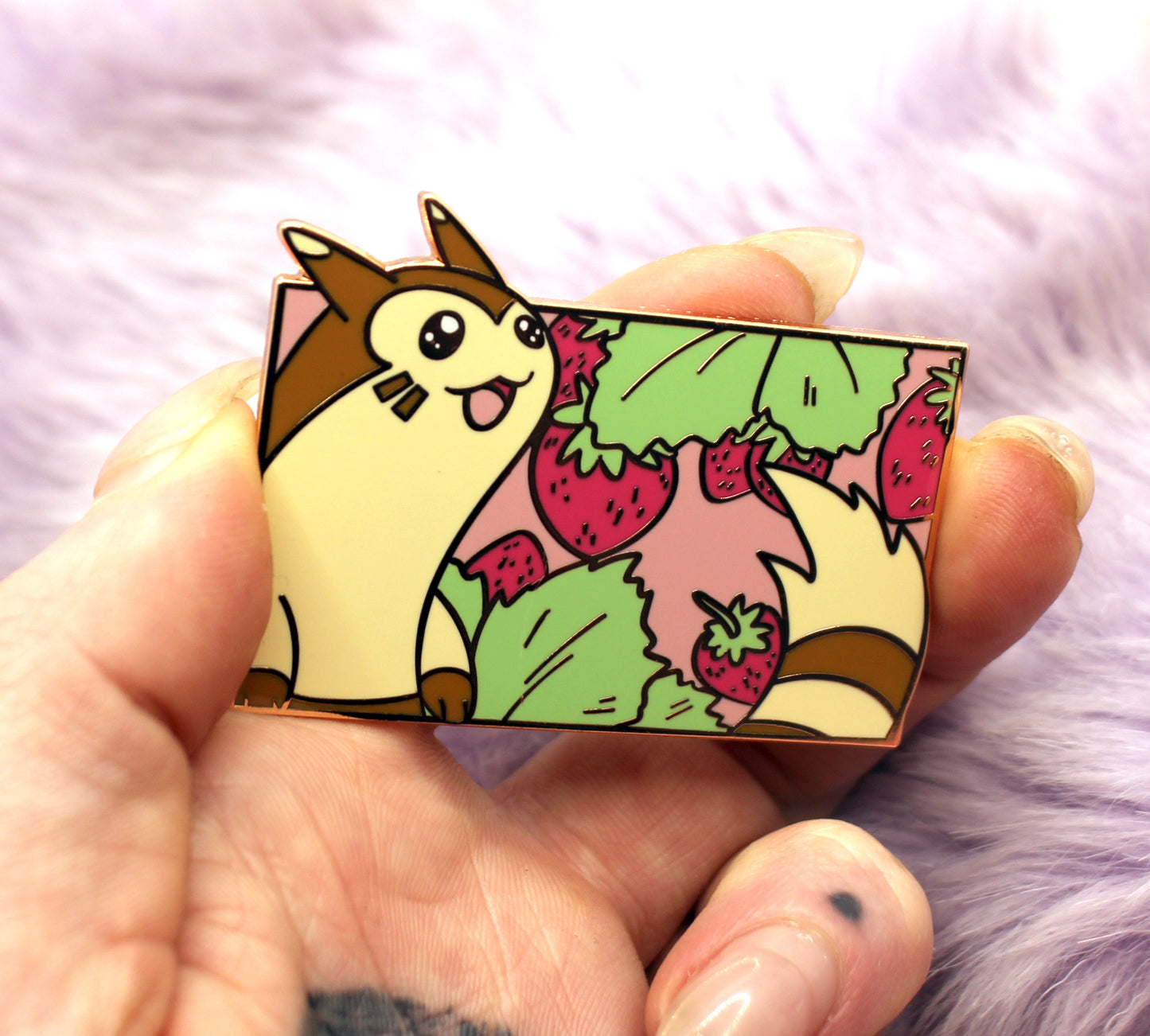 Furret Enamel Pin (A Grade, Hard, Rose Gold)