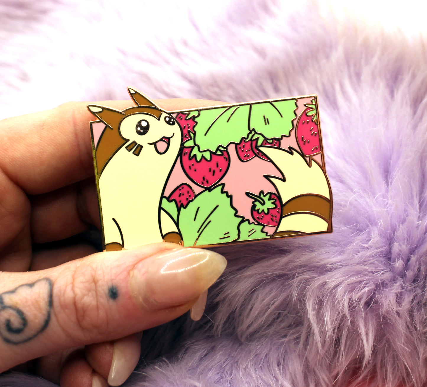 Furret Enamel Pin (A Grade, Hard, Rose Gold)