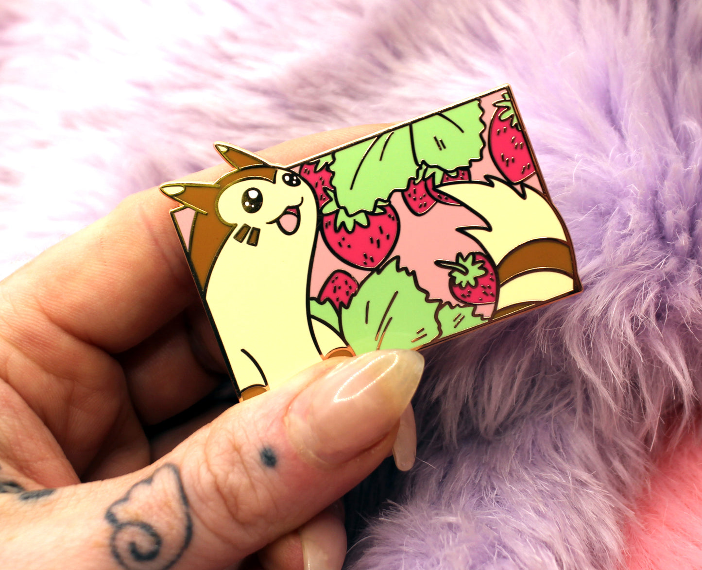 Furret Enamel Pin (A Grade, Hard, Rose Gold)