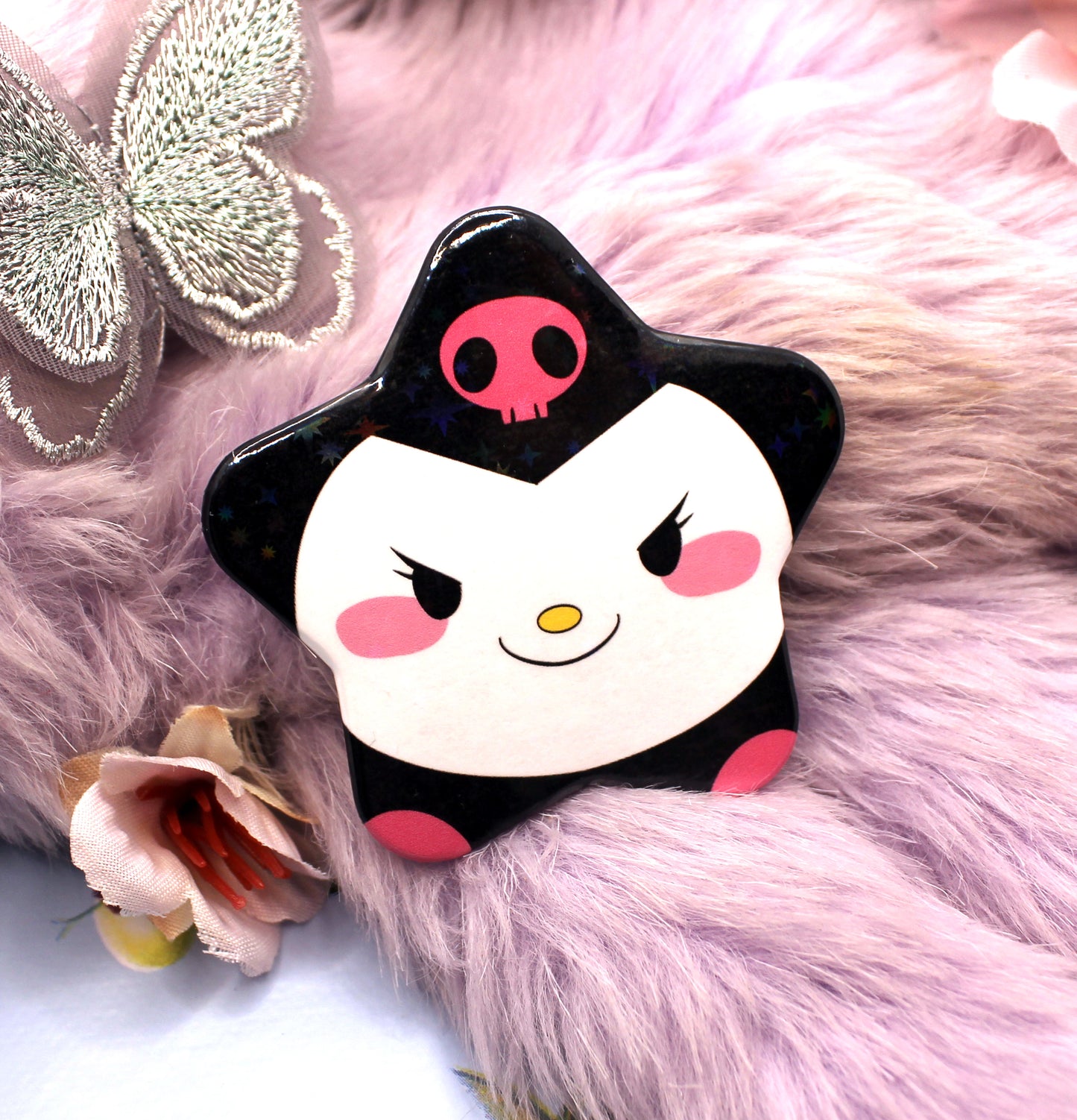 Kuromi Sanrio Holographic Sparkly Star Badge
