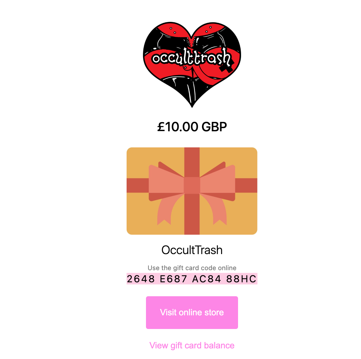 Occult Trash Shop Digital Gift Card