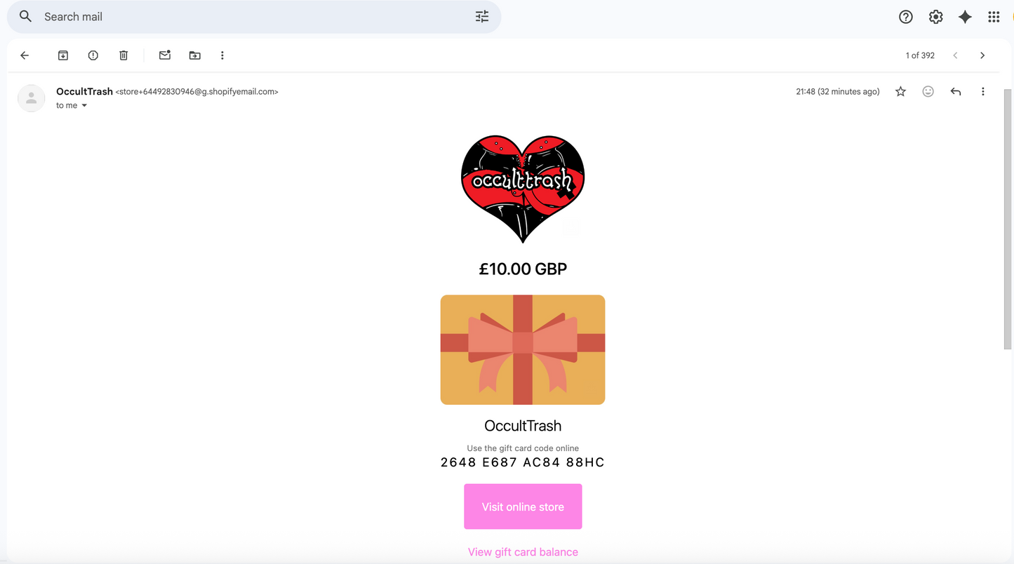 Occult Trash Shop Digital Gift Card