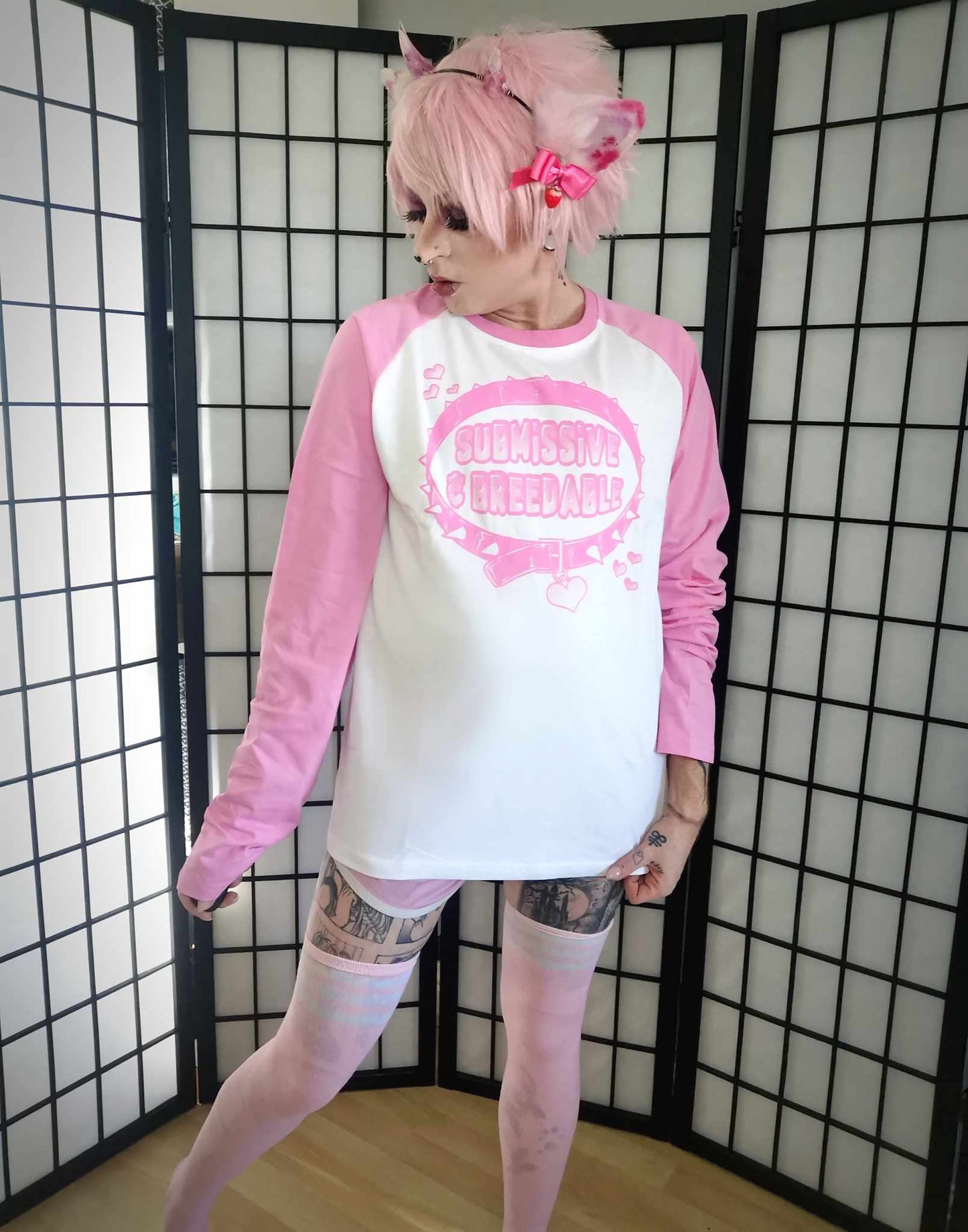 Submissive and Breedable Pink Full Outfit/T-shirt