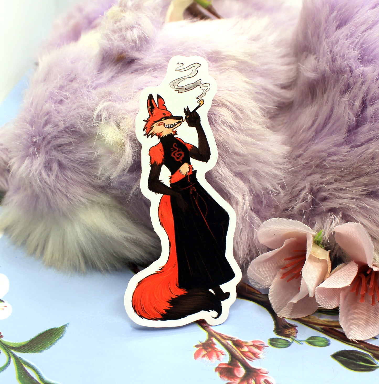Enohki Smoking Fox Sticker (8cm) - The Nightingale Dragon Series